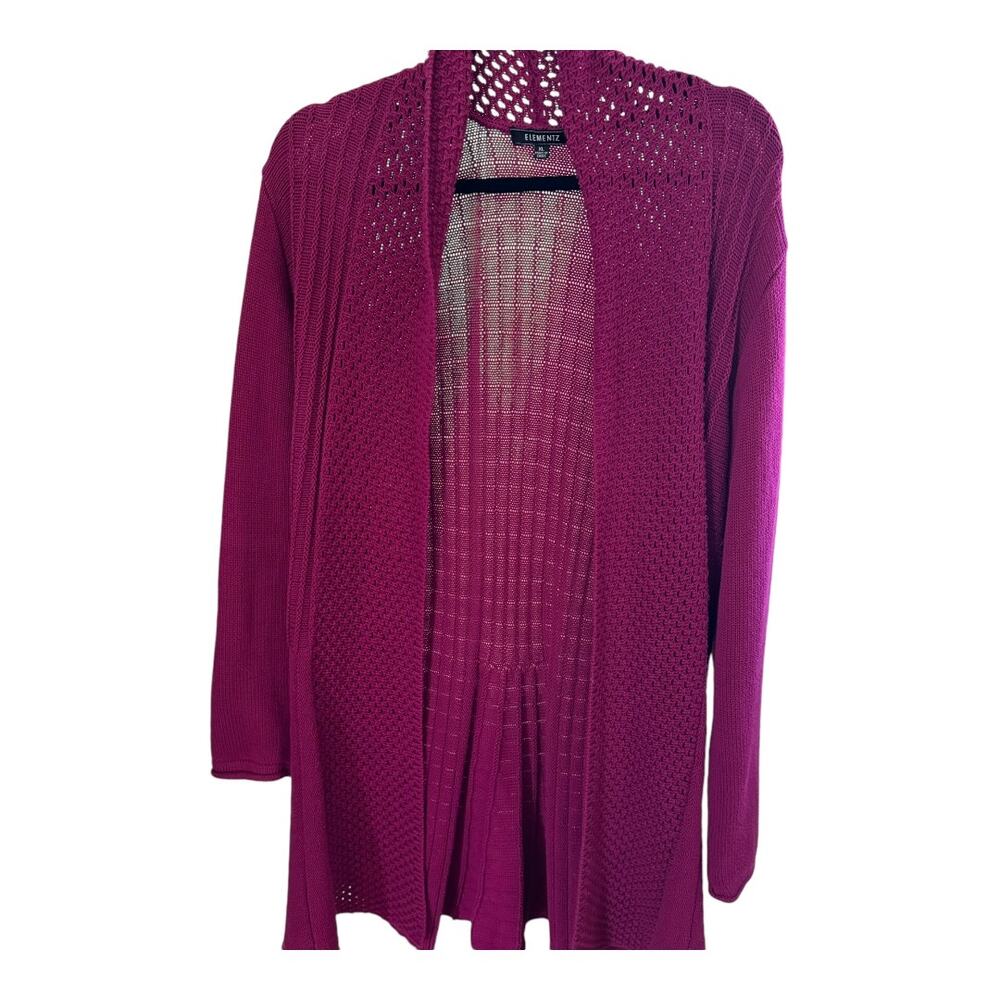Elements Sweater Purple Long-Sleeve Open Front Cardigan Solid Women's Size XL